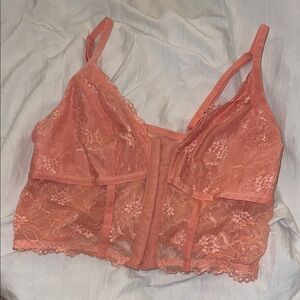 Lace Bralette in Coral Pink